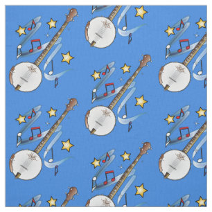 Banjo with Notes and Stars Fabric