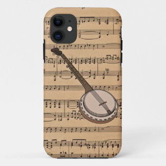 Banjo With Sheet Music Background iPhone 11 Case