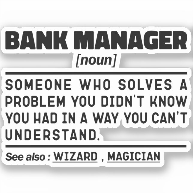 Bank Manager Noun Definition Finance Gift Worker (Front)