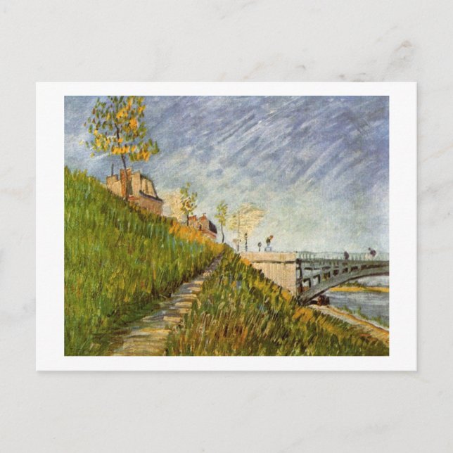 Bank of Seine, Pont de Clichy, Vincent van Gogh Postcard (Front)