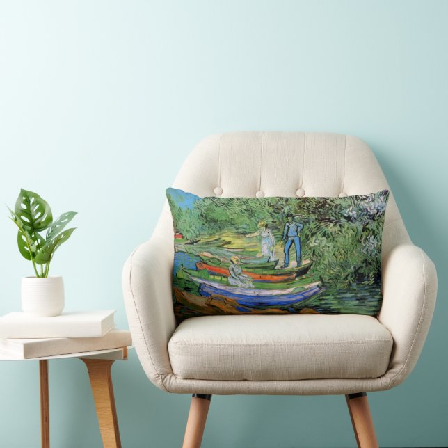 Bank of the Oise at Auvers by Vincent van Gogh Lumbar Cushion (Chair)