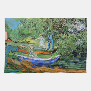 Bank of the Oise at Auvers by Vincent van Gogh Tea Towel