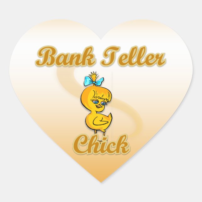 Bank Teller Chick Heart Sticker (Front)