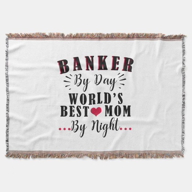 banker by day world's best mum by night banker throw blanket (Front)