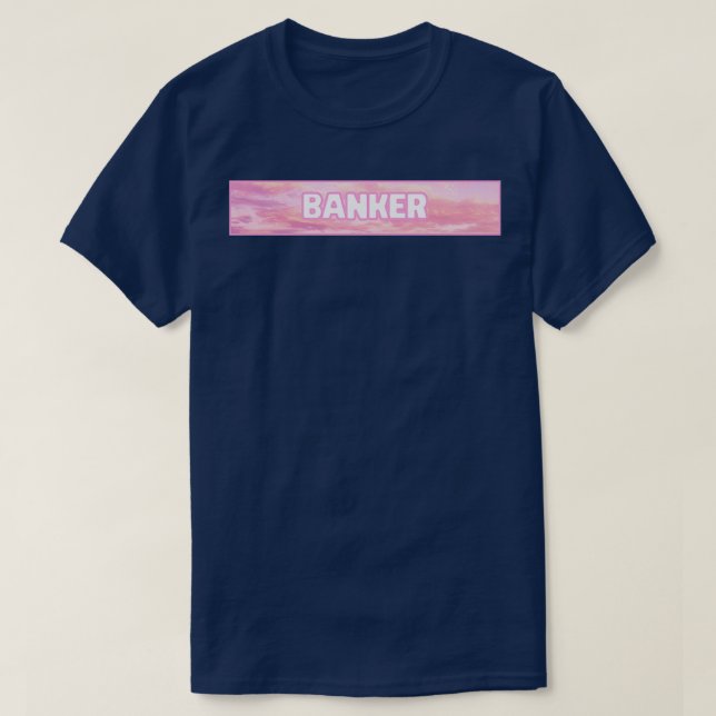 Banker Pink Sunset Label T-Shirt (Design Front)