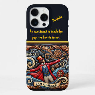 Banker-Themed Intricate Leather Art iPhone 16 Pro Max Case