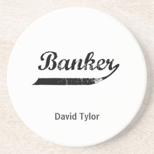 banker typography coaster