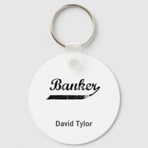 banker typography key ring