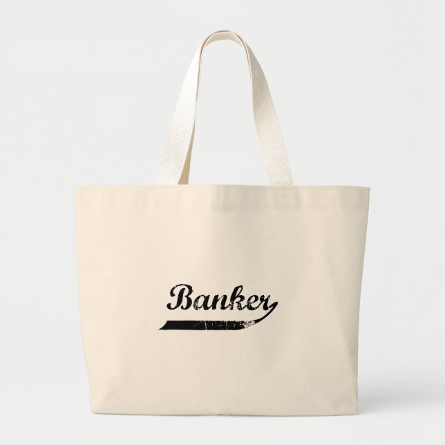 banker typography large tote bag (Front)