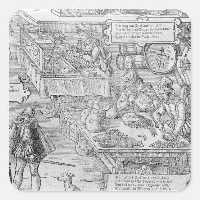 Banking Scene Square Sticker (Front)