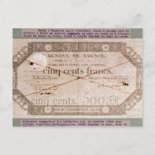 Banknote for 500 francs from the 24th Germinal Postcard