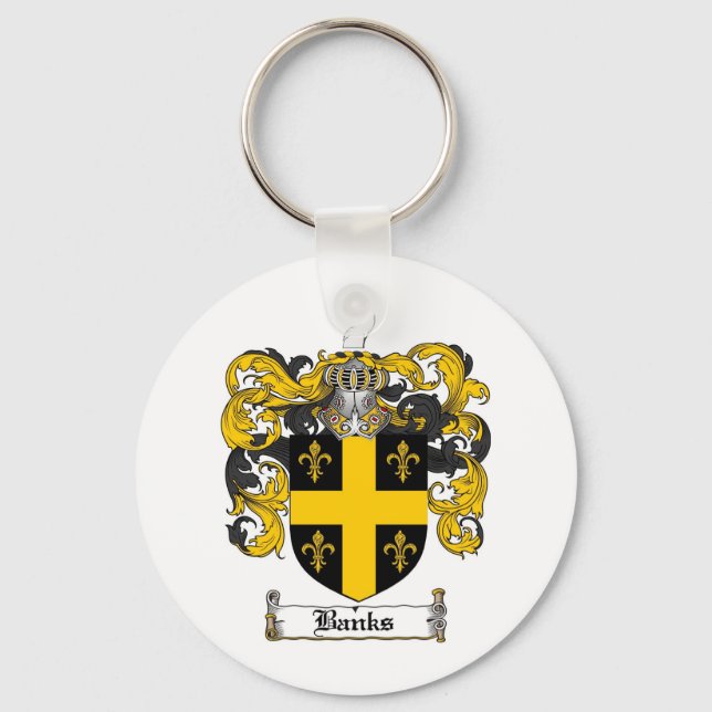 BANKS FAMILY CREST -  BANKS COAT OF ARMS KEY RING (Front)