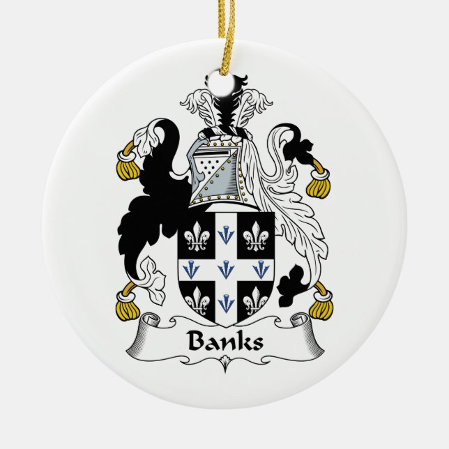 Banks Family Crest Ceramic Tree Decoration (Front)