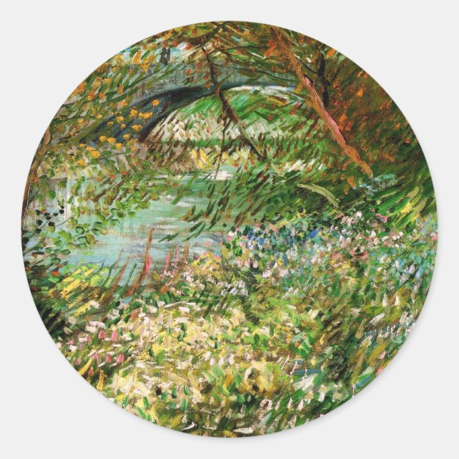 Banks of Seine, Pont de Clichy by Vincent van Gogh Classic Round Sticker (Front)