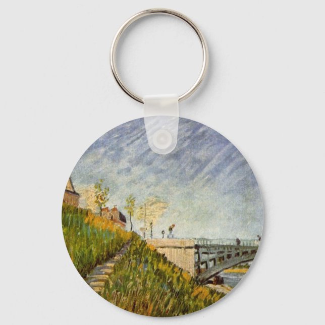Banks of Seine, Pont de Clichy by Vincent van Gogh Key Ring (Front)