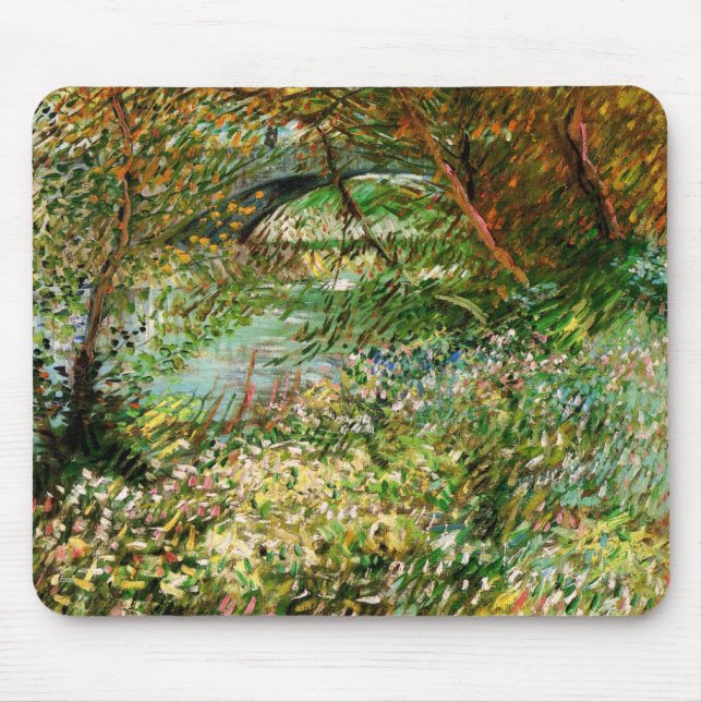 Banks of Seine, Pont de Clichy by Vincent van Gogh Mouse Mat (Front)