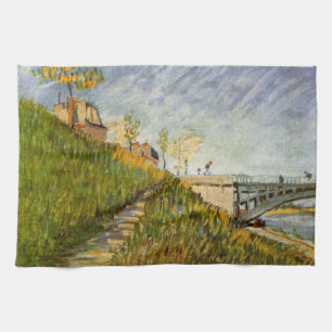 Banks of Seine, Pont de Clichy by Vincent van Gogh Tea Towel