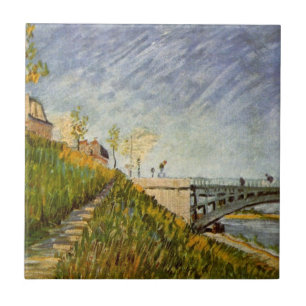 Banks of Seine, Pont de Clichy by Vincent van Gogh Tile
