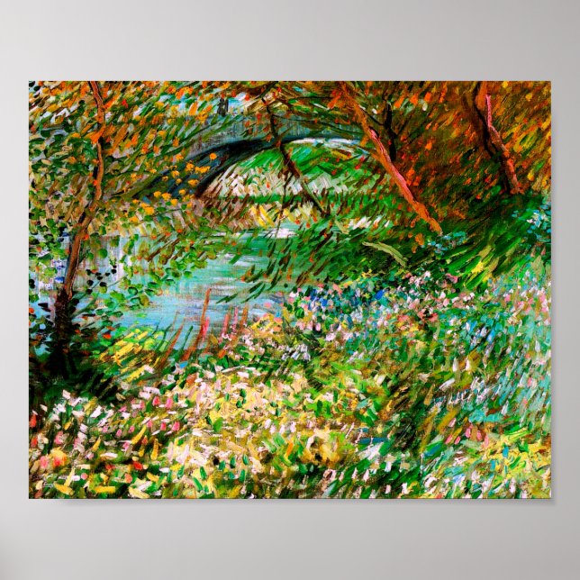 Banks of Seine Pont de Clichy Spring Van Gogh Fine Poster (Front)