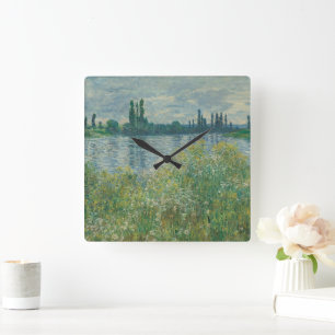 Banks of the Seine by Claude Monet Square Wall Clock