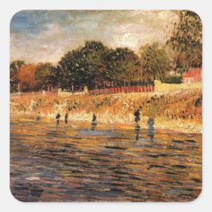 Banks of the Seine by Vincent van Gogh Square Sticker