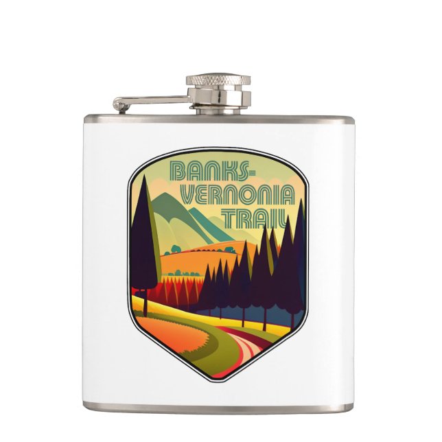 Banks-Vernonia Trail Oregon Colours Hip Flask (Front)