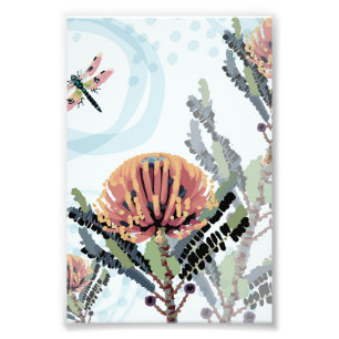 Banksia Flower Dragonfly Art Photo Print