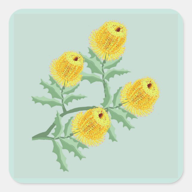 Banksia flowers square sticker (Front)