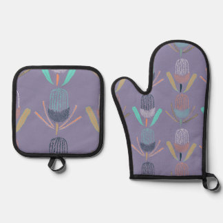 Banksia Lilac Oven Mitt & Pot Holder Set