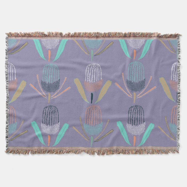 Banksia Lilac Throw Blanket (Front)