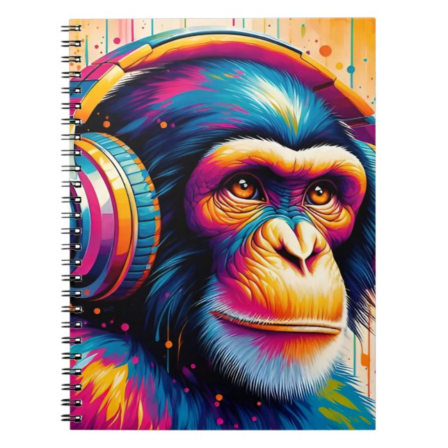 Banksy DJ Monkey Gorilla Chimp Art Print Notebook (Front)