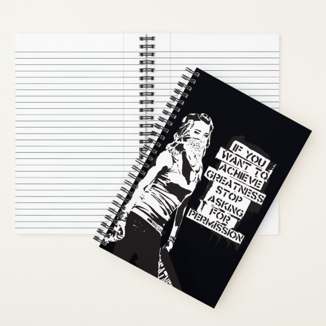 Banksy If you want to achieve greatness black Notebook (Inside)