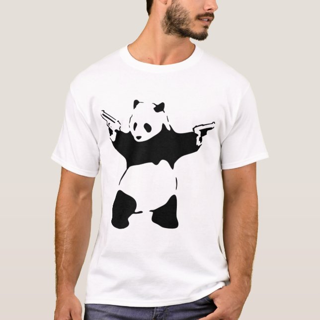 Banksy Panda With Guns  T-Shirt (Front)
