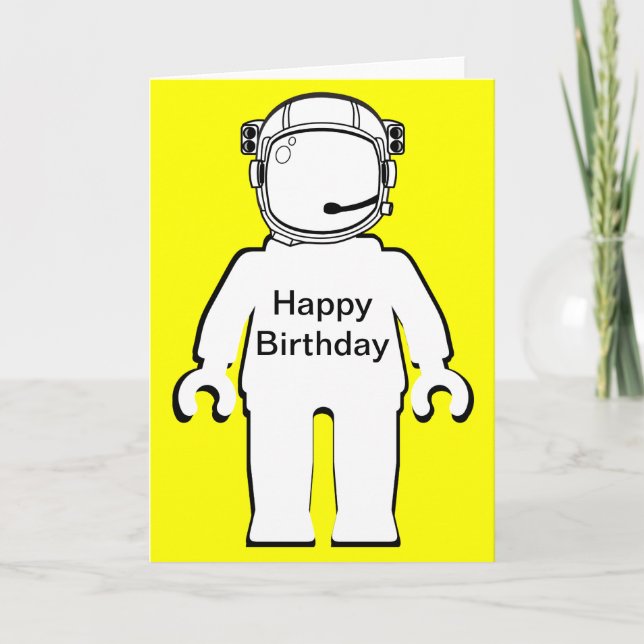 Banksy Style Astronaut Minifig Happy Birthday Card (Front)