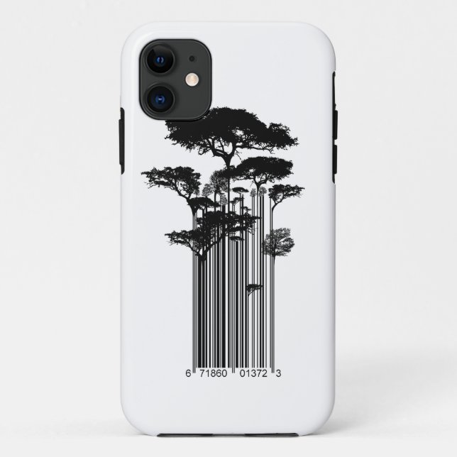 Banksy Style Barcode Trees illustration Case-Mate iPhone Case (Back)
