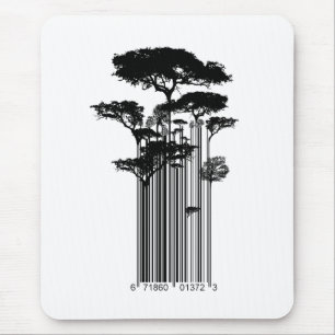 Banksy Style Barcode Trees illustration Mouse Mat