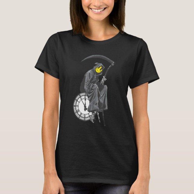 Banksy's Grim Reaper Clock T-Shirt (Front)