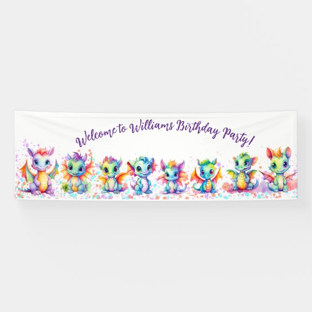 Banner Baby Dragon Birthday Party (Horizontal)
