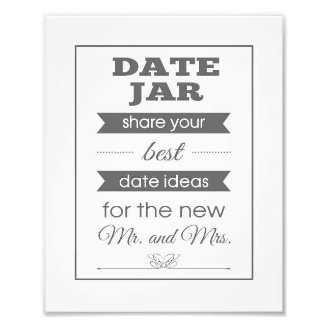 Banner Date Jar Wedding Sign Photo Print - Grey (Front)