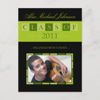 Banner Graduation Announcement Postcard (lime)