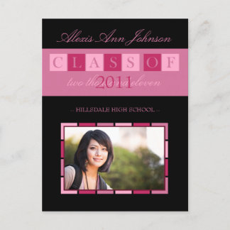 Banner Graduation Announcement Postcard (pink)