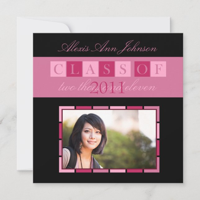 Banner Graduation Invitation Announcement (pink) (Front)