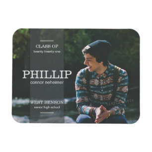 Banner Grey Photo Graduation Announcement Magnet