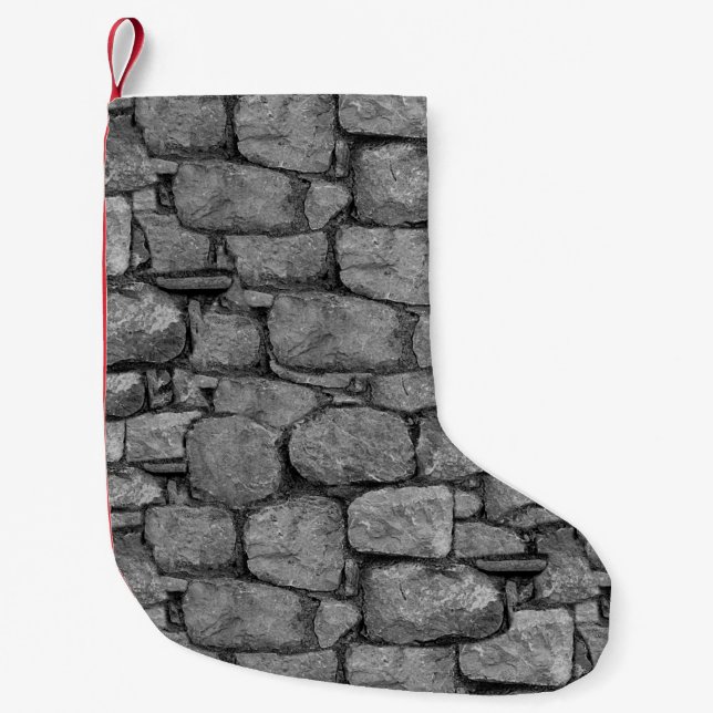 Banner header stones wall small christmas stocking (Front)