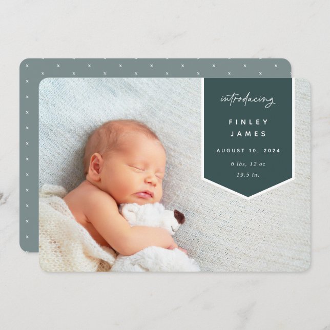 Banner Overlay | Horizontal Photo Birth Announceme Announcement (Front/Back)