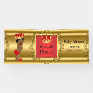Banner Prince Baby Shower Red Gold Ethnic