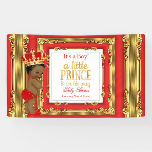 Banner Prince Baby Shower Regal Red Gold Ethnic