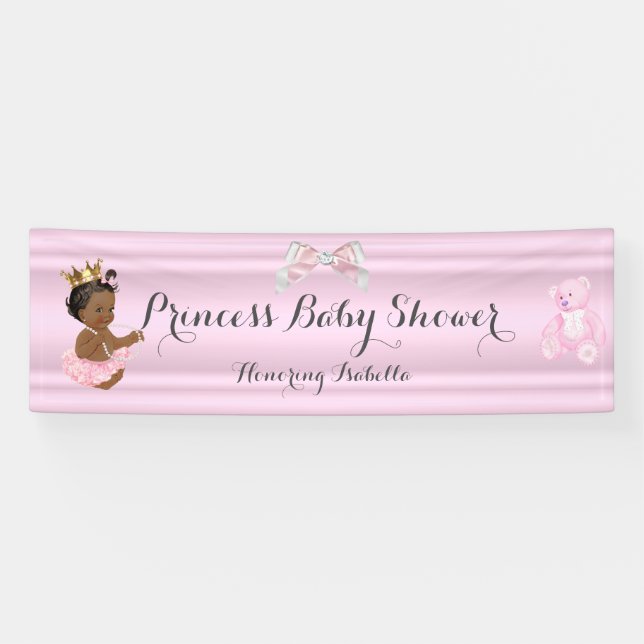 Banner Princess Baby Shower Pink Ethnic (Horizontal)