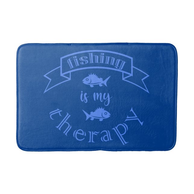Banner ribbon quote Fishing is my therapy Bath Mat (Front)