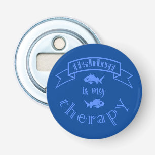 Banner ribbon quote Fishing is my therapy Bottle Opener